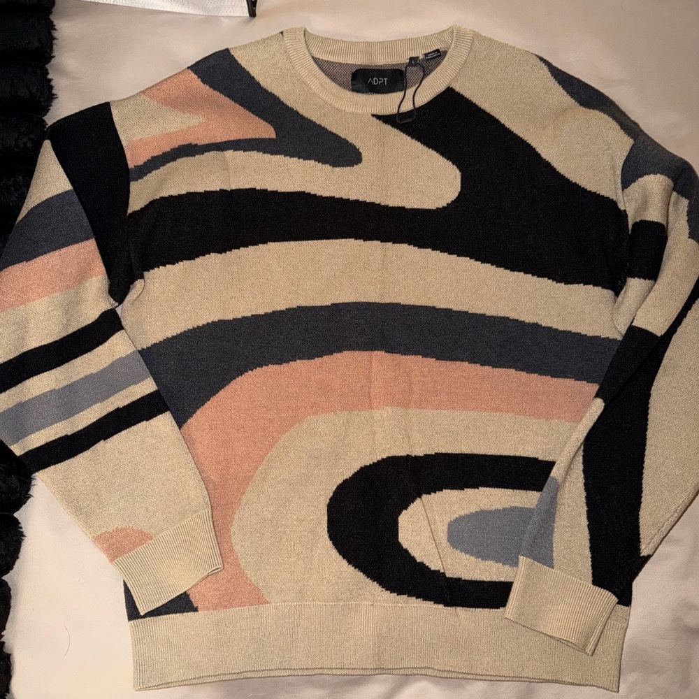 Men's Modern Crewneck Sweater - Black, Cream, Pink